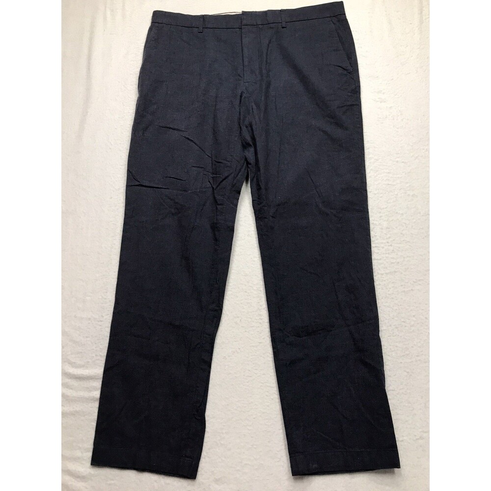 J CREW Thompson Pants Men 35x32 (36x29 actual) Navy Tapered Leg Chino Cotton